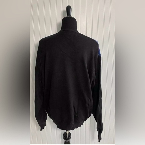 Polo Golf Ralph Lauren V Neck Sweater Size Large 100% Cotton Black Blue Preppy - Picture 7 of 14